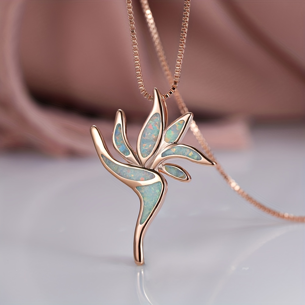 Opal Torch Pendant Long Necklace - Fashionable & Distinctive